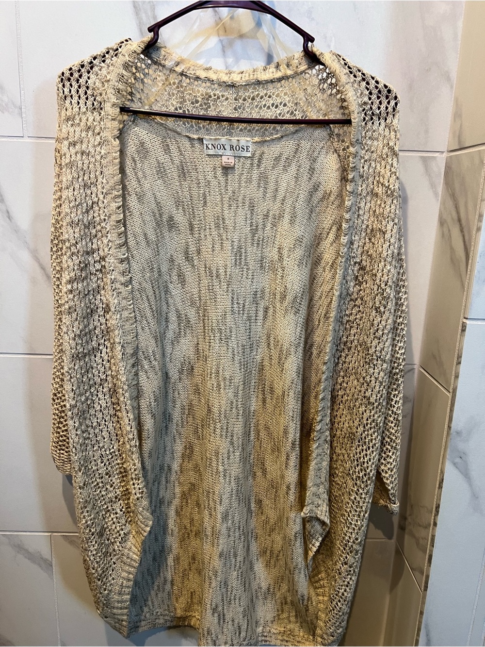 Knox Rose Cream Open-Knit Women's Cardigan Sweater Size S -$15
